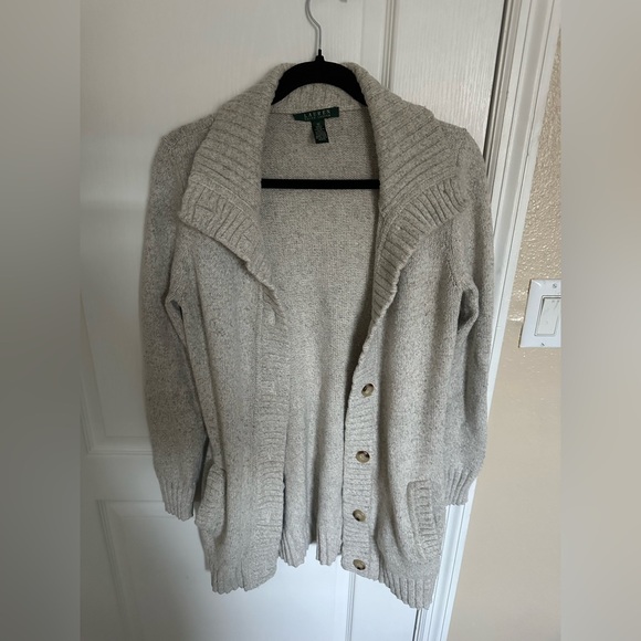 Lauren Ralph Lauren Sweaters - Lauren Ralph Lauren Knit Button Cardigan — Cream — Size Medium